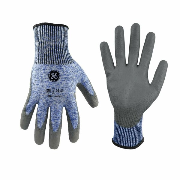 Ge PU Dipped Gloves, 18 GA, Blue/Gray, 1 Pair, XL GG207XLC